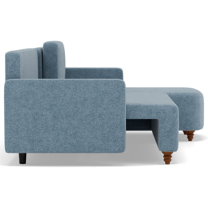Calypso - canapé d'angle réversible 4 places convertible avec coffre en tissu - Bleu