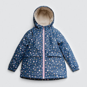 Impermeabile per bambini con interno in peluche e stampa autunnale