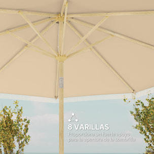 Sombrilla Terraza Exterior, Ø265x244 cm, Sombrilla de Jardín con Ángulo Ajustable, Manivela, Flecos de Estilo Boho, Impermeable, Parasol para Patio, Terraza, Crema