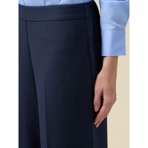 Oltre - Pantalones palazzo de tejido crepé - Azul