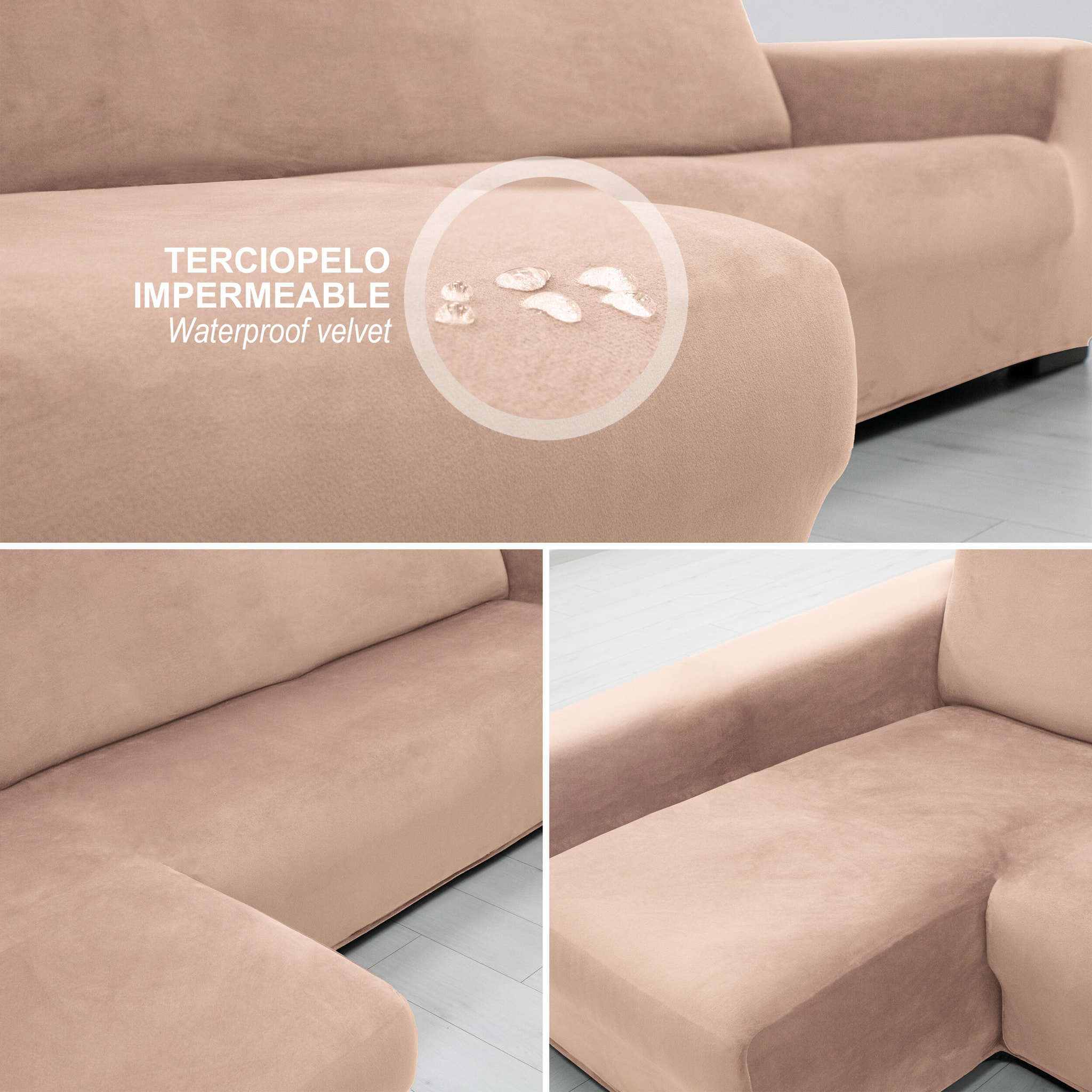 Funda TERCIOPELO ANTI MANCHAS Multi elástica para CHAISE LONGUE modelo VERONICA