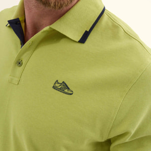 Polo de Manga Corta Piqué Algodón Orgánico Detalles Contraste LIFESTYLE POLO SLAM LIME