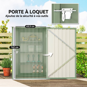 Abri de jardin - remise pour outils - cabanon porte verrouillable - dim. 1L x 1,03l x 1,6H m - tôle d'acier ondulée vert