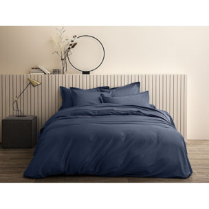 Housse De Couette 1Pcs 100% Satin De Coton 105 Fils Bleu Marine