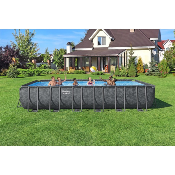 Bestway Piscine hors sol tubulaire rectangulaire Bestway APX 365 - 732 x 366 x 132 cm gris foncé