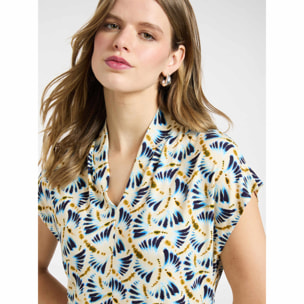 Elena Mirò - T-shirt stampata con scollo a V - Bianco