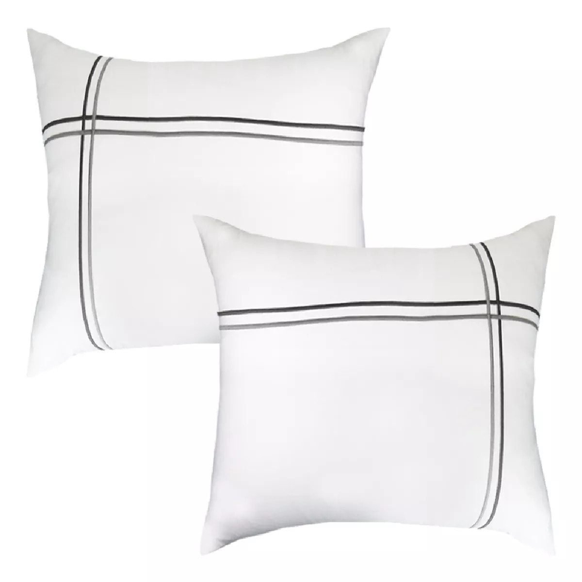 Lot de 2 taies satin de coton jeu d'unis blanc Palais chic gris