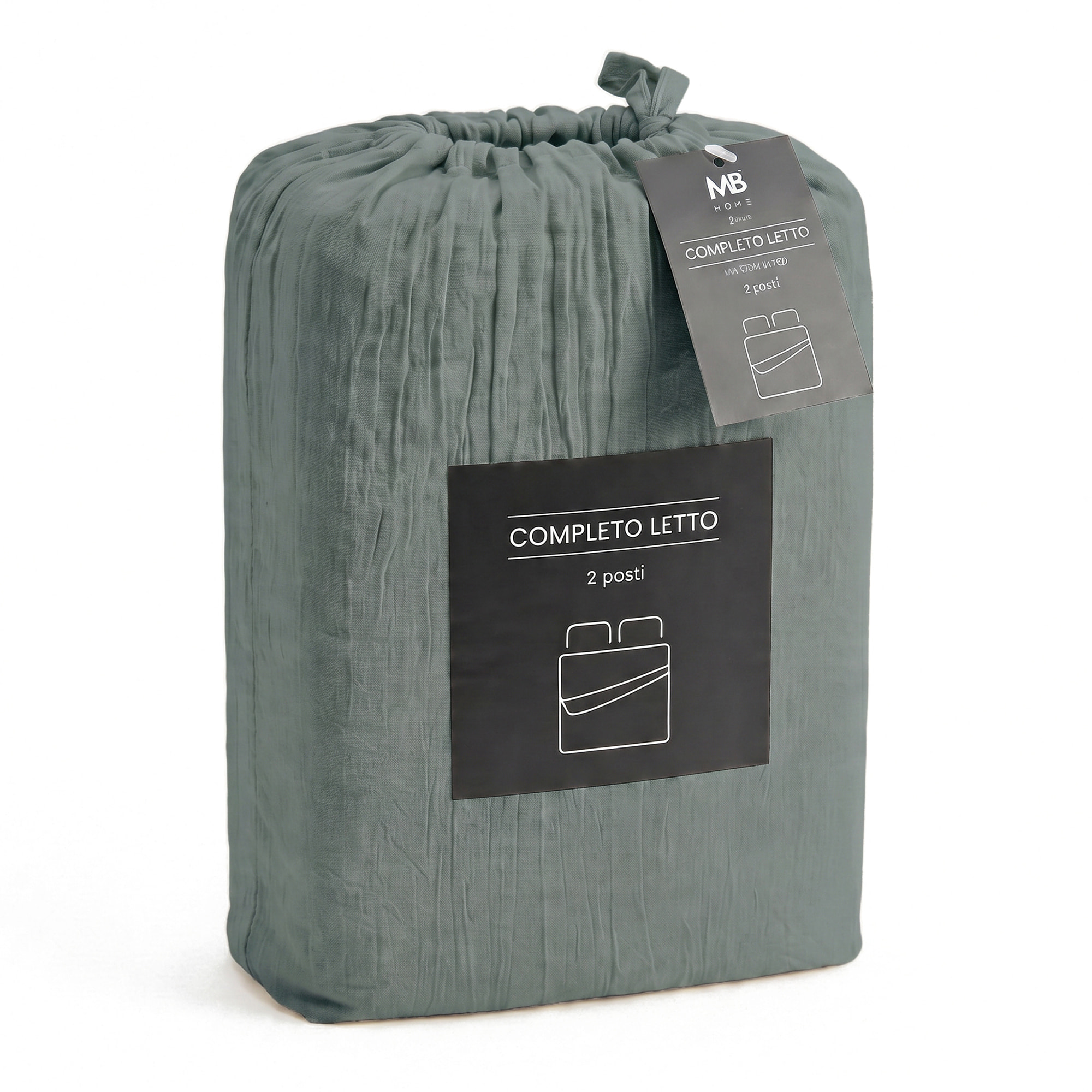 COMPLETO LETTO WATER WASHED, 100% Microfibra, No Stiro - SALVIA
