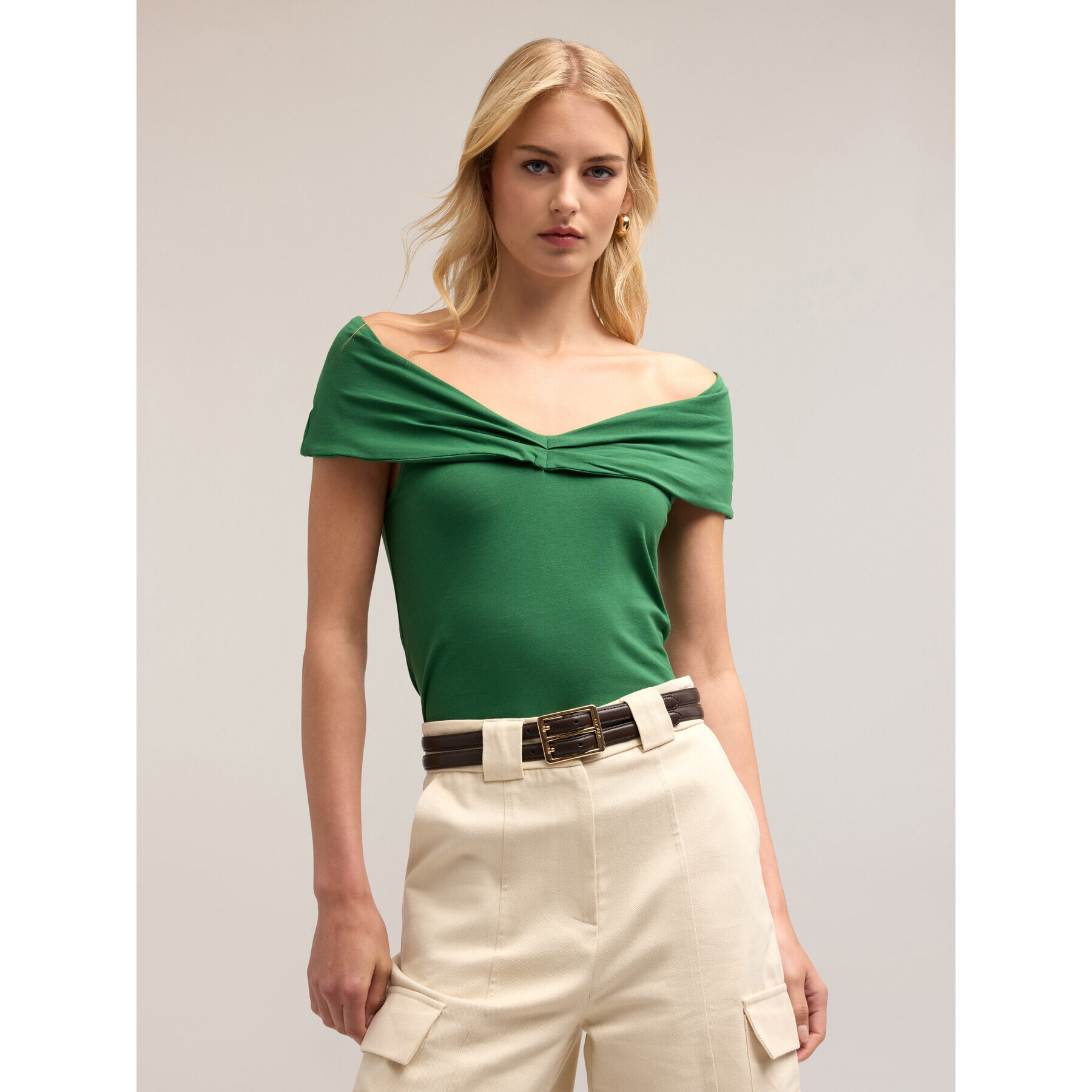 Motivi - Camiseta con hombros descubiertos - Verde