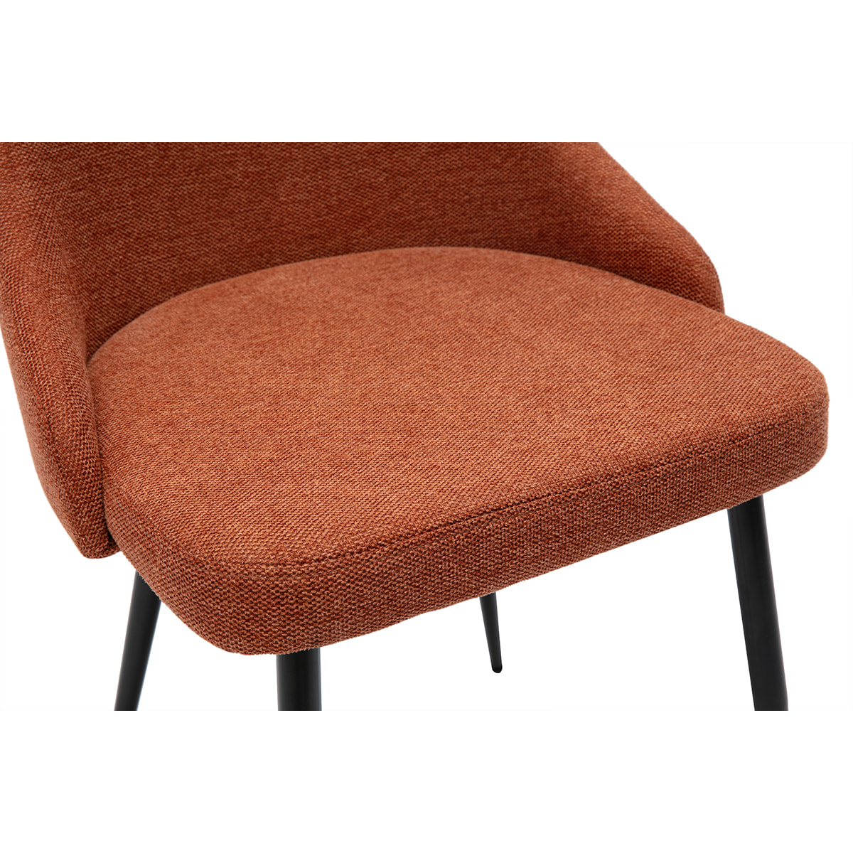 Chaises design en tissu effet velours texturé terre brûlée et métal noir (lot de 2) CULT