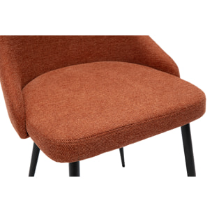 Chaises design en tissu effet velours texturé terre brûlée et métal noir (lot de 2) CULT