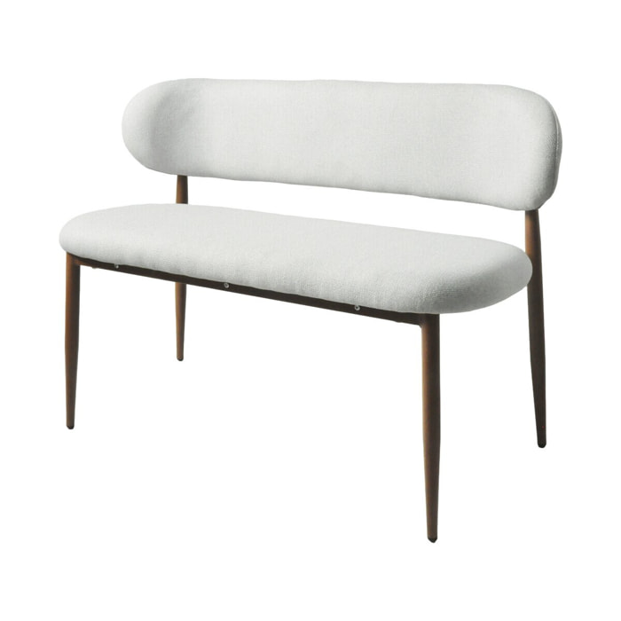 Banc de salle à manger en tissu - 110 cm - "Sélène" - 3 places - Gris clair et marron