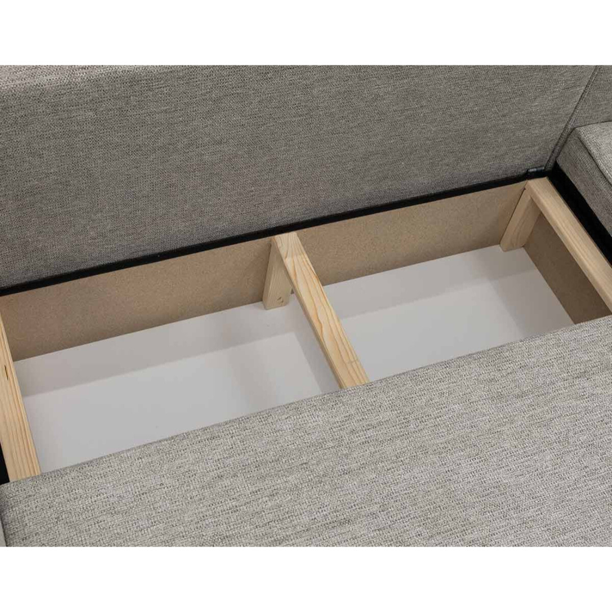 Cezanne - Canapé d'angle réversible 5 places convertible avec coffre en tissu texturé - Gris clair