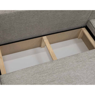 Cezanne - Canapé d'angle réversible 5 places convertible avec coffre en tissu texturé - Gris clair