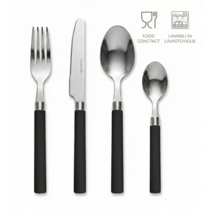 Set 24 Posate in Acciaio Inox 18/10, lavabile in lavastoviglie, design materico, Intrecci