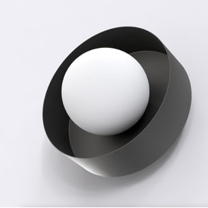 Lampada a parete Lulu in acciaio nero con diffusore sferico