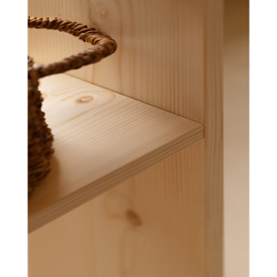 Mueble auxiliar de madera maciza en tono natural con 1 estante y 2 separadores Alto: 74 Largo: 80 Ancho: 20