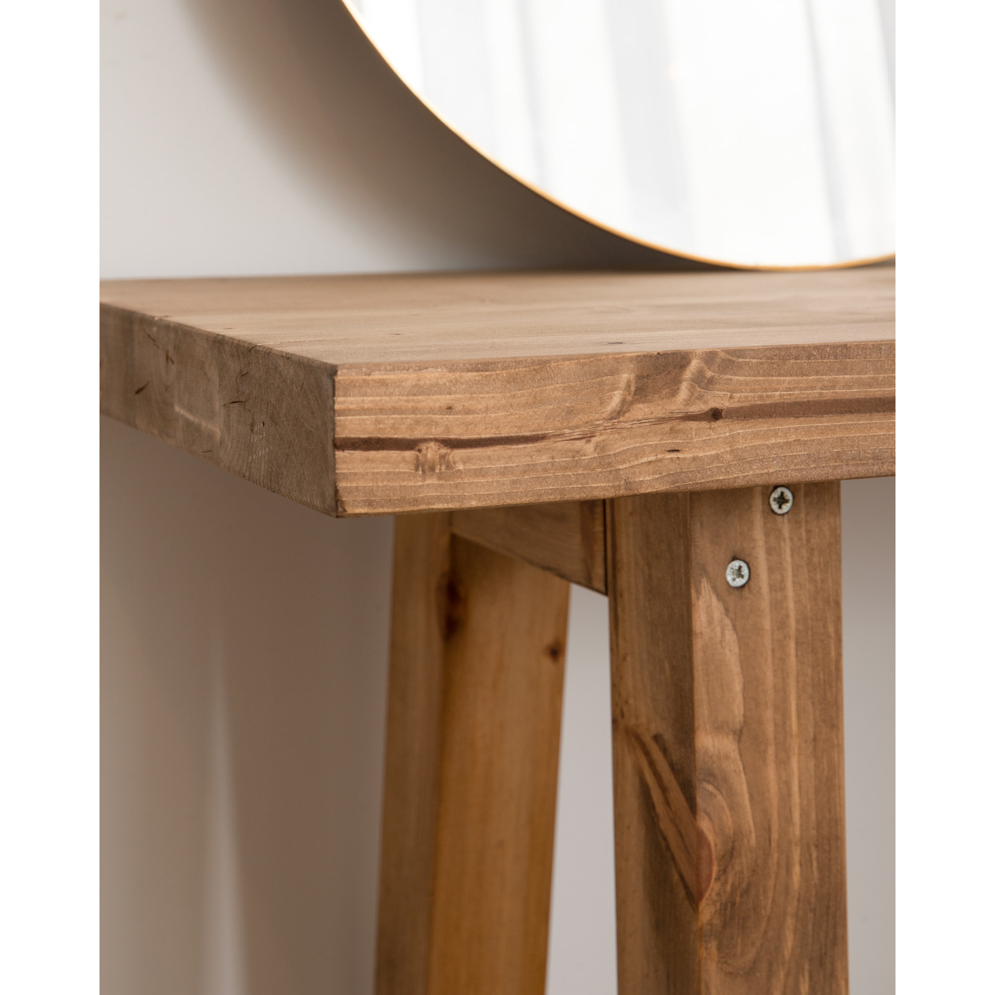 Console en bois massif couleur chêne foncéde 100x80cm Hauteur: 80 Longueur: 100 Largeur: 35