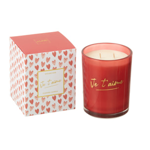 J-Line bougie parfumée 'Je T'aime' - rouge - large - 70H