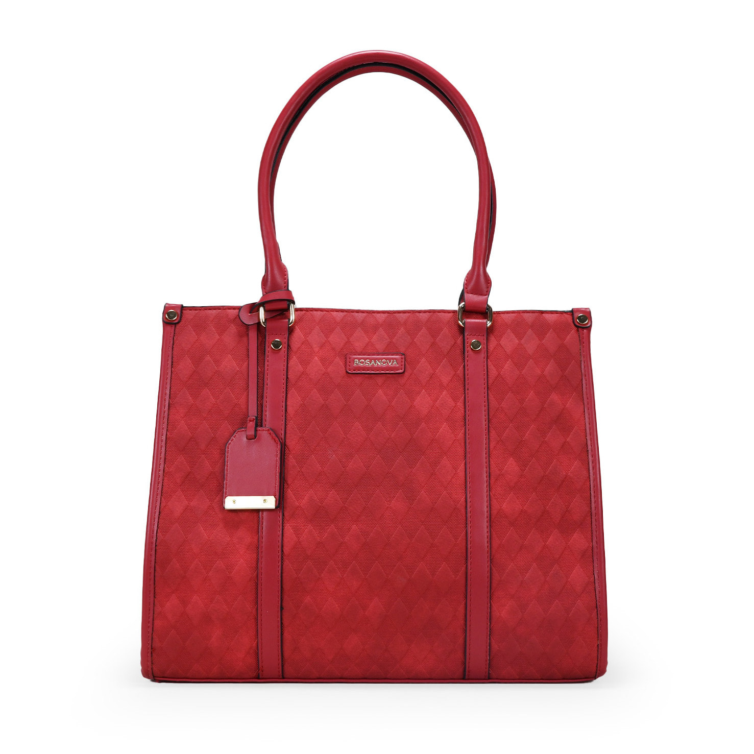 Bolso shopper rojo con cremallera y grabado