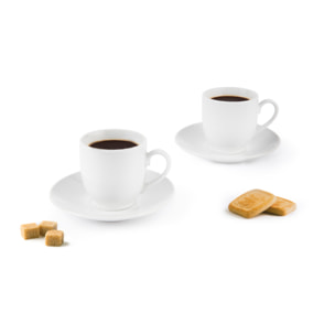 Set 6 Tazzine da Caffè con Piattini Excelsa – Simple White, Porcellana Bianco