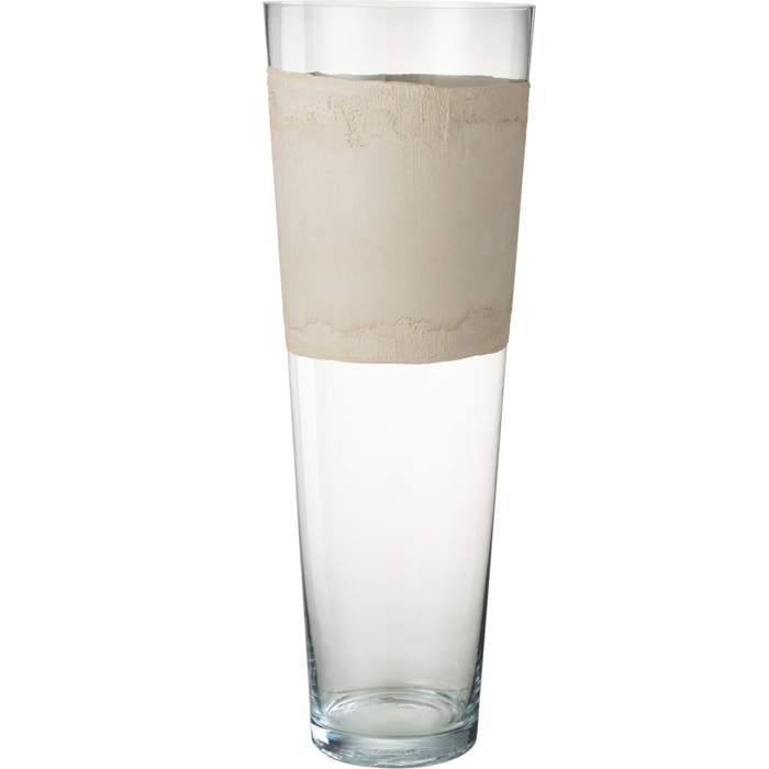 J-Line vase Delph - verre - transparent/beige - extra large - 70 cm de hauteur