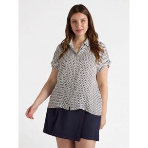 Fiorella Rubino - Camisa raso micro lunares - Beige