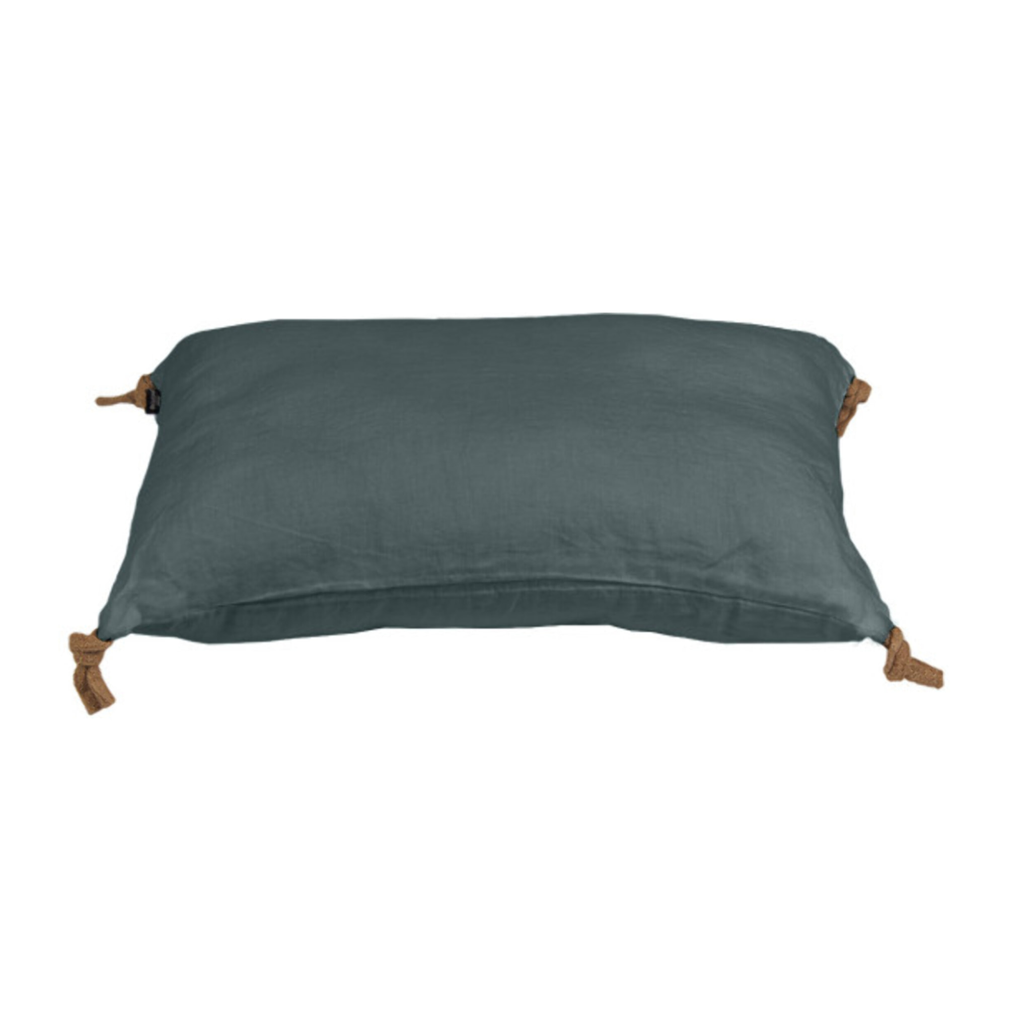 Coussin 40 x 60 cm en lin lavé avec 4 nouettes en jute - SOLINE
