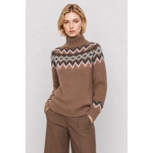 Kocca - Maglia a collo alto in lana e alpaca con motivo geometrico Donna