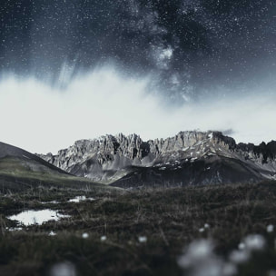 Affiche paysage la tête dans les etoiles Affiche sous cadre bois