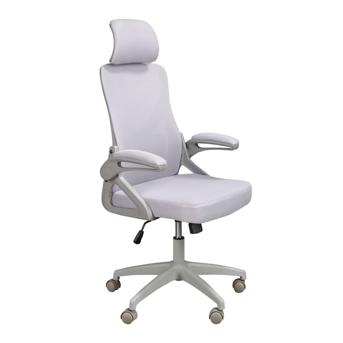 Silla Angel Cerdá oficina giratoria con asiento y respaldo tapizado en tela gris 63x62x119cm
