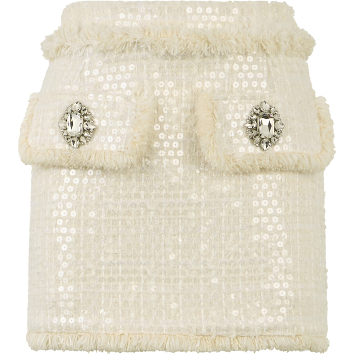 PHILIPP PLEIN Tweed Mini Skirt Paillettes