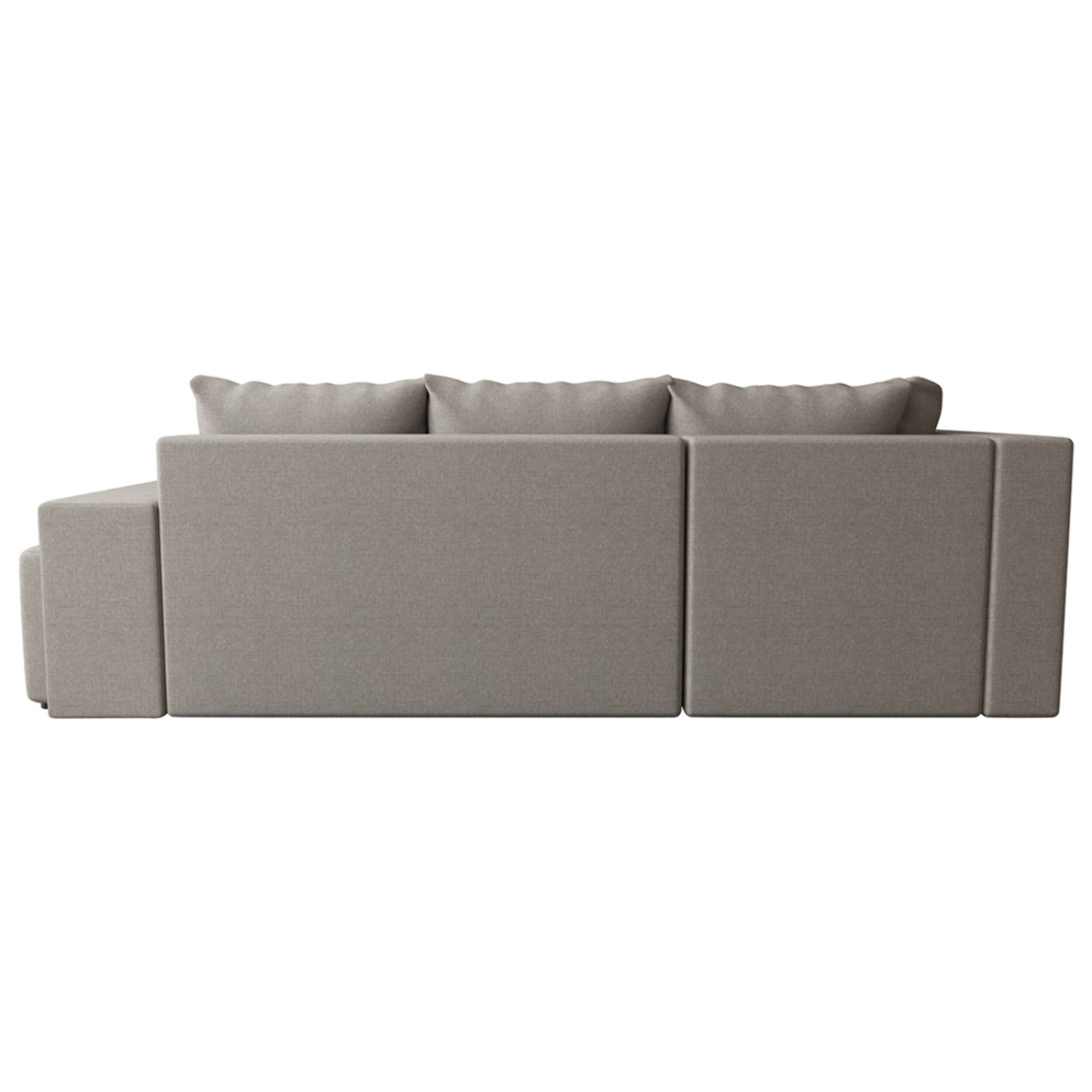 Libbie - Canapé d'angle gauche 4 places convertible avec coffre, étagère et poufs en tissu - Gris