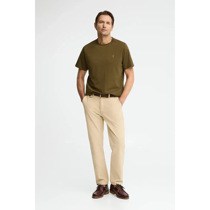 Maglietta kaki scuro a maniche corte e ricamo Rigby Go