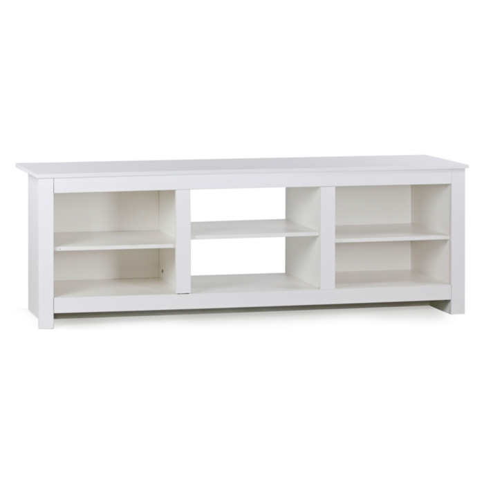 Mobile TV design bianco 180X42X60 cm con 6 ripiani