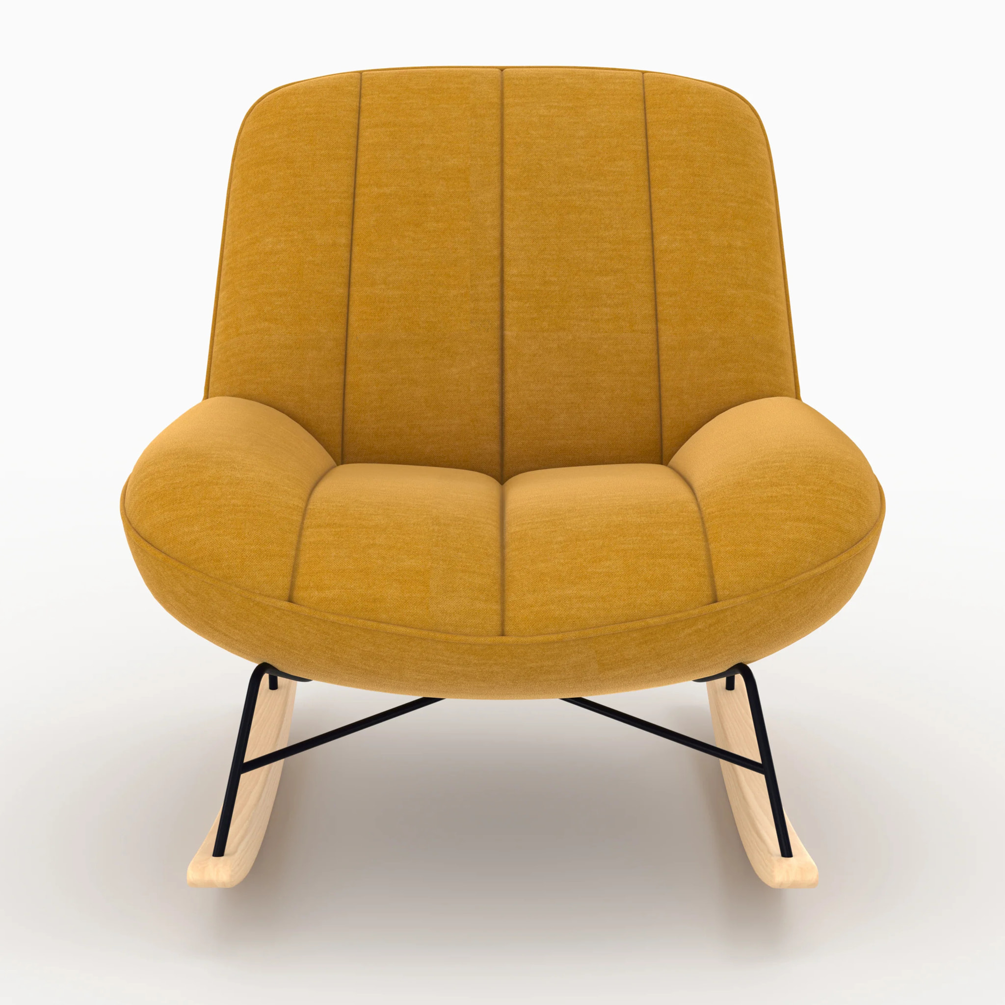Rocking chair en tissu effet velours jaune moutarde - Alvin