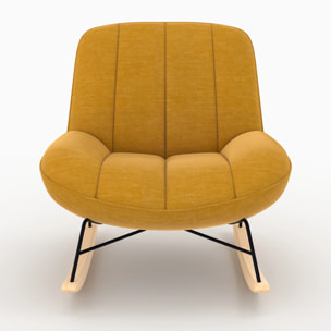 Rocking chair en tissu effet velours jaune moutarde - Alvin