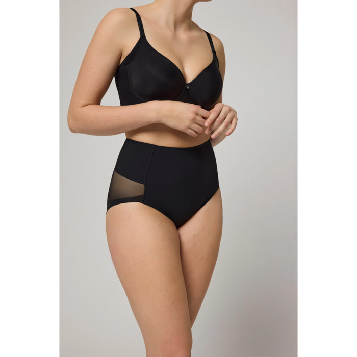 Slip riducente in tulle a compressione media nera