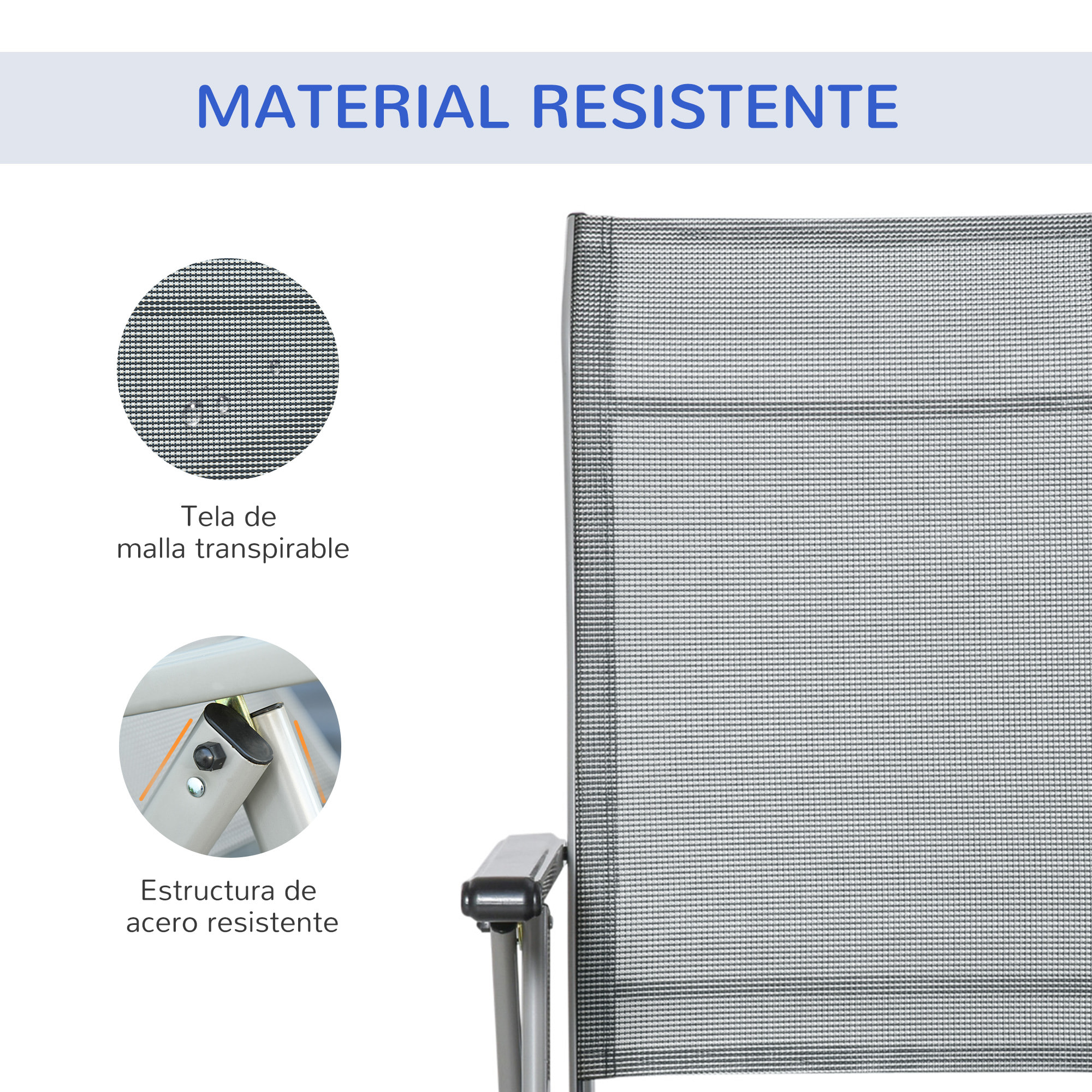 Conjunto de 2 Tumbonas Reclinables y Plegables Tumbonas de Jardín con Respaldo y Reposapiés Ajustable en 10 Posiciones Carga 120 kg 78x58x110 cm Gris