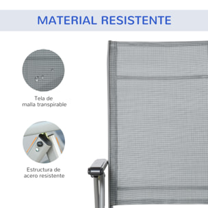 Conjunto de 2 Tumbonas Reclinables y Plegables Tumbonas de Jardín con Respaldo y Reposapiés Ajustable en 10 Posiciones Carga 120 kg 78x58x110 cm Gris