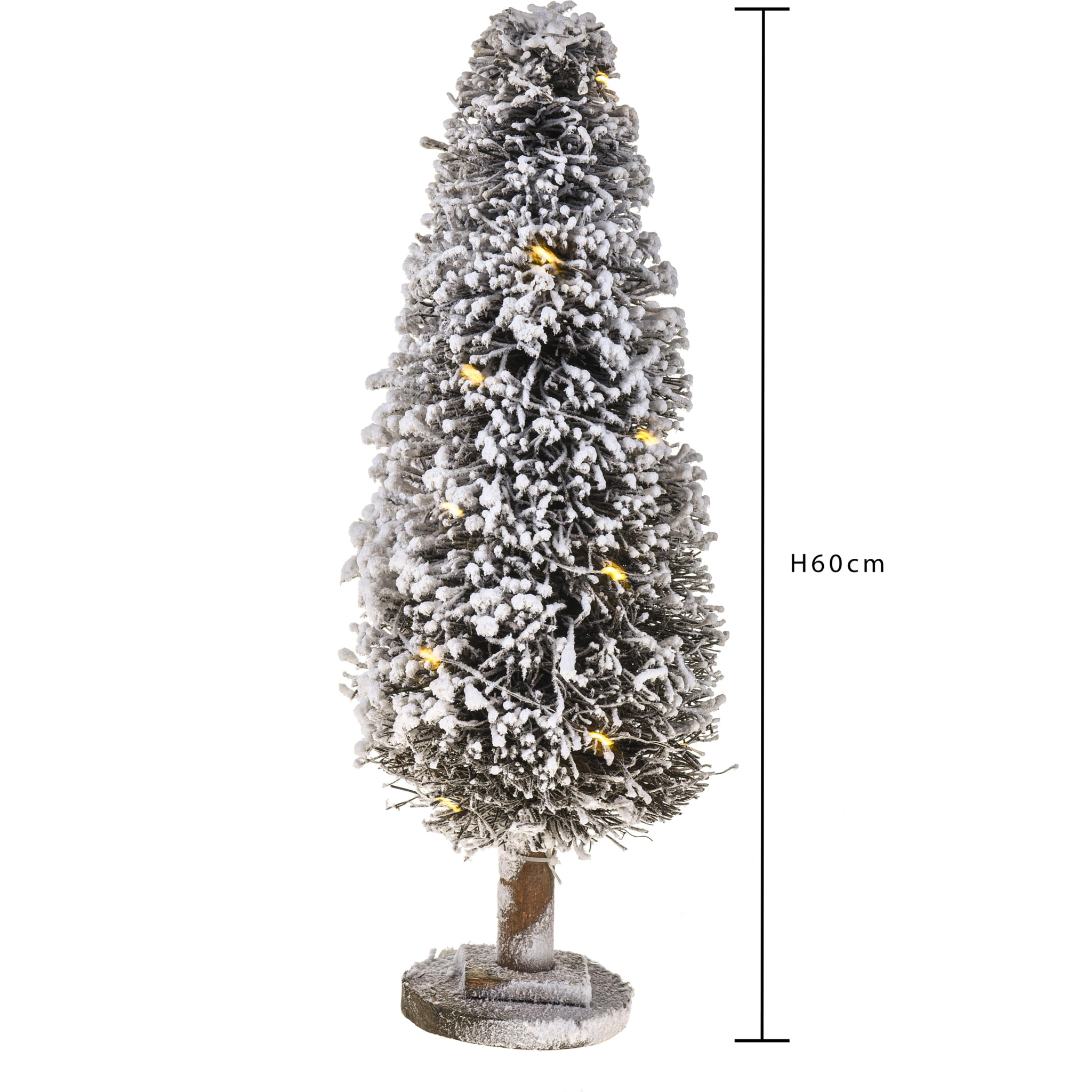 Albero Innevato Slim Con 24 Led. Altezza 60 Cm - Pezzi 1 - 21X60X12cm - Colore: Marrone - Bianchi Dino - Articoli Natalizi