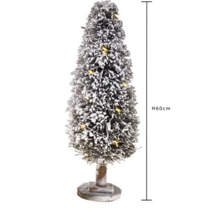 Albero Innevato Slim Con 24 Led. Altezza 60 Cm - Pezzi 1 - 21X60X12cm - Colore: Marrone - Bianchi Dino - Articoli Natalizi