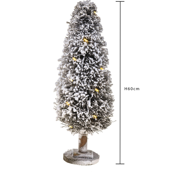 Albero Innevato Slim Con 24 Led. Altezza 60 Cm - Pezzi 1 - 21X60X12cm - Colore: Marrone - Bianchi Dino - Articoli Natalizi