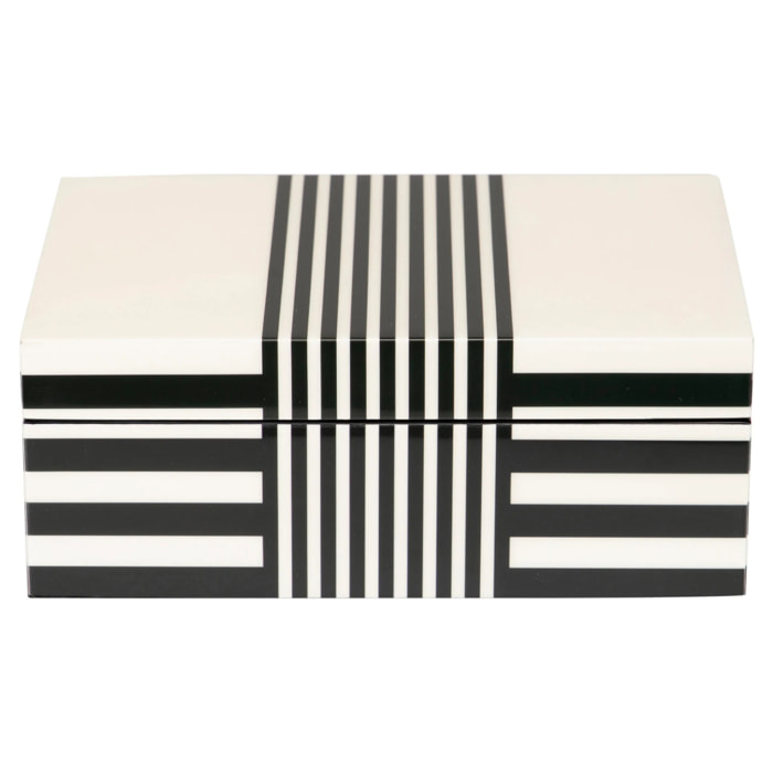 Caja Mdf Lacada Blanca Y Negra 20x12x8 Cm