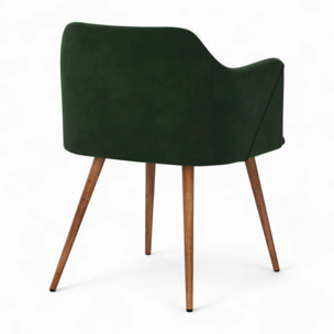 Lot de 2 chaises avec accoudoirs en velours vert foncé - Daisy