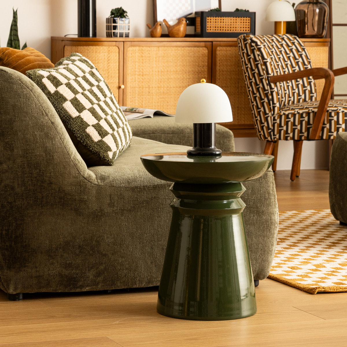 Table d'appoint totem Jaya métal vert D38cm