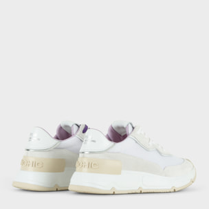 SNEAKER MUJER P06 DE MESH ANTE Y PIEL EFECTO ESPEJO BLANCO