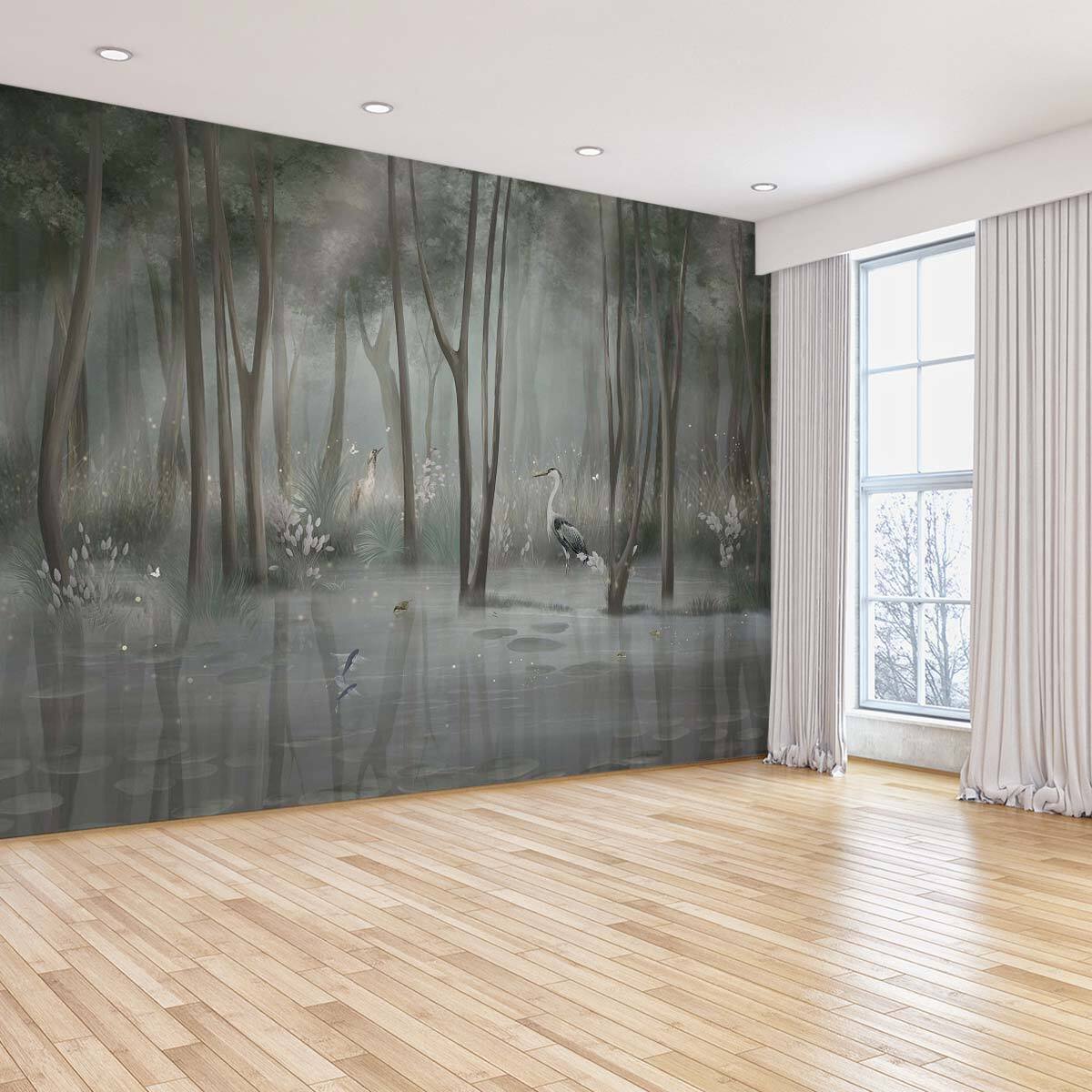 Papier peint panoramique Envolée de Hérons Intissé