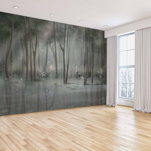 Papier peint panoramique Envolée de Hérons Intissé