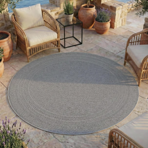 DESERT - Tapis rond intérieur/extérieur gris, design contemporain